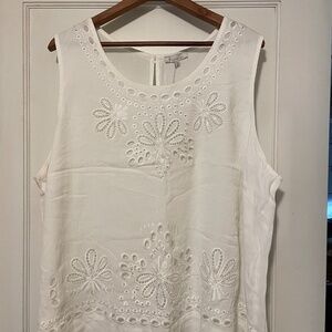 NWT White embroidered tank blouse